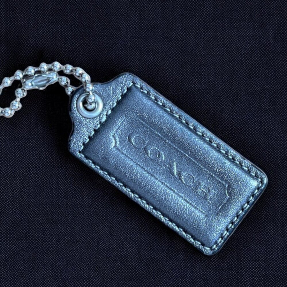 Coach New Condition Large Platinum Metallic Key Fob Bag Charm